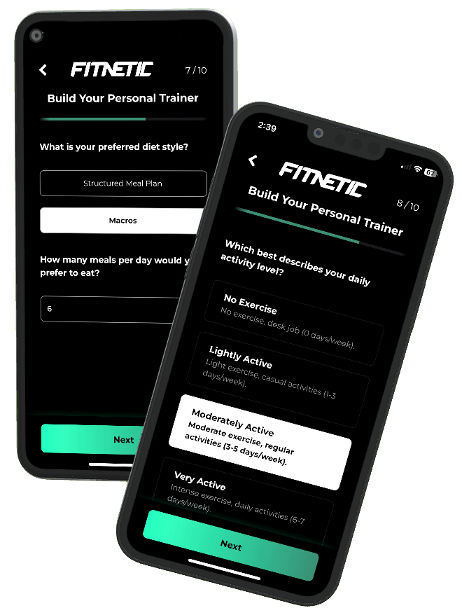 Fitnetic meal planning screen